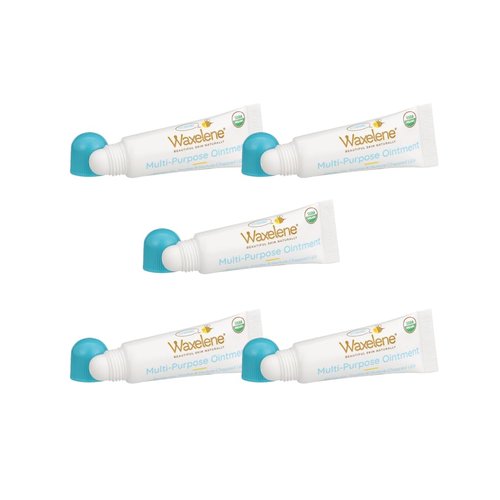 Waxelene Original Organic Multipurpose Ointment Lip Tube Pack of 5, Best Lip Balm Ever Baby Eczema Chapped Dry Sensitive Skin Body Hand Face Moisturizer