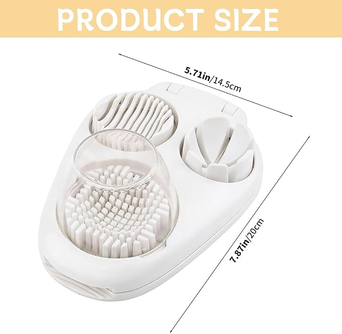 3-in-1 Egg Slicer for Hard Boiled Eggs, Stainless Steel Wire Egg Cutter with ABS Frame, Multi-Functional Kitchen Gadget for Slicing Strawberries, Bananas, Mushrooms & Cheese(White)
