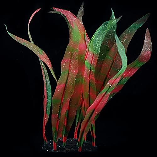 1Pc Aquarium Decoration Plants Simulation Artificial Water Grass Fish Tank Decor Plant Soft Silicone Glowing Kelp Ornament Aquarium Accessories,Red,9.84in