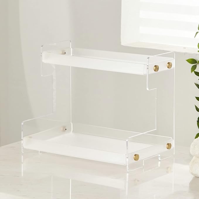 FFK Bathroom Organizer Countertop, 2 Tier Bathroom Counter Organizer Kitchen Spice Rack Cosmetic Organizer,Countertop Storage for Bathroom, Kitchen, Living Room, Bedroom, Dressing Table