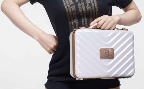 ZhenGuiRu Makeup Case with LED Lighted Mirror, 11.5''x 8.7'' Portable Travel Makeup Organizer, Toiletry Storage Makeup Bag Gift for Lady, DIY Dividers Makeup Box with 5X Magnifying Mirror (White)