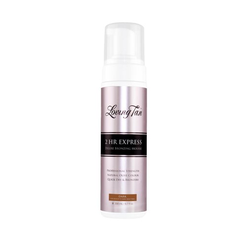 Loving Tan 2 HR Express Self Tanning Mousse, Dark - Streak Free, Natural, Professional Quality - 5+ Sunless Self Tanner Applications per Bottle, Cruelty Free, Naturally Derived DHA - 6.7 FL Oz