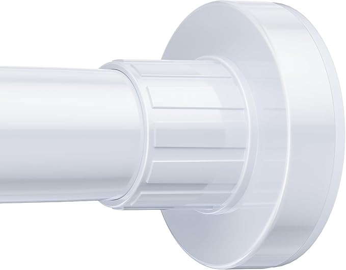 Ausemku Shower Curtain Rod 32-80 Inch Adjustable - 1 Inch Diameter Heavy Duty No drill Spring Tension Shower Rod, Non-Slip Rustproof Telescopic Rod for Bathroom, White