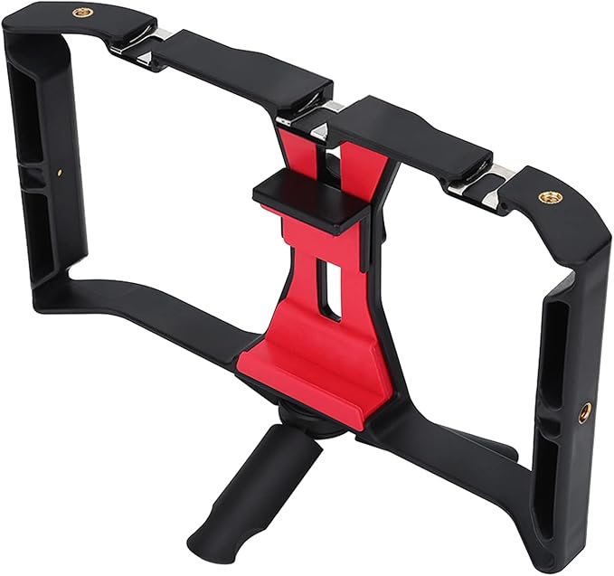Acouto Smartphone Video Stabilizer Rig Dual Handle Handheld Phone Stabilizer Support Recording Rig with Tripod Handheld Gimbals &