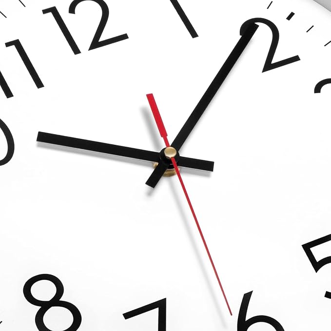 Lumuasky 14 Inch Modern Wall Clock Battery Operated Silent Non-Ticking Large Analog Classic Round Clock for Office, Home, Kitchen, Bedroom, School, Living Room (Black)