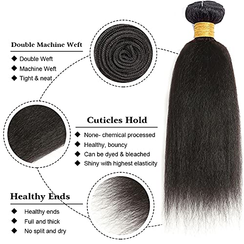 Yaki Bundles #1B Kinky Straight Bundle Natural Black Yaki Straight Human Hair Bundle 22 24 26 inch Brazilian Human Hair Bundles 300g