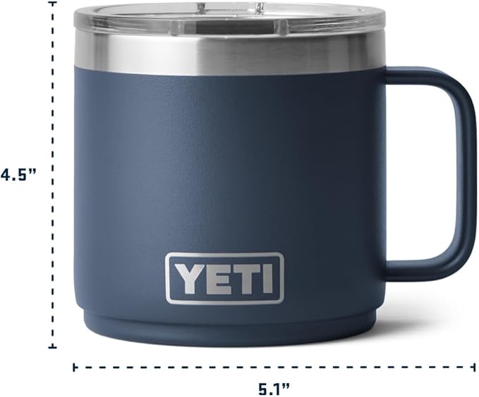 YETI Rambler 14 oz Ceramic Lined Stackable Mug, Vacuum Insulated, Stainless Steel with MagSlider Lid, White
