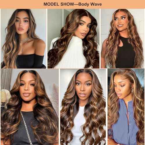 OiMiGO HD Transparent Lace Front Wig Human Hair 28Inch 13x4 Highlight Lace Frontal Wigs Human Hair Pre Plucked 180% Density 4/27 Honey Blonde Body Wave Wigs for Women