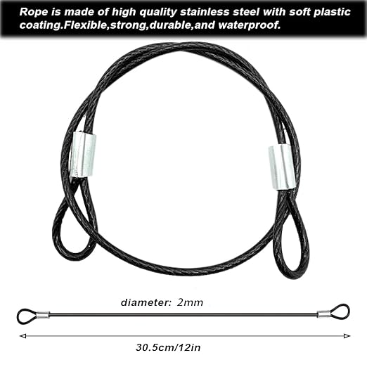 20 Pack Safety Stainless Steel Tethers,Coated Security Tether Lanyard Kit Cable Wire Compatible with All Editions,Action Camera Series Devices and Other Applicable Equipment,Black