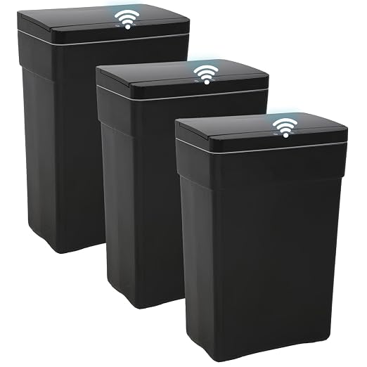 BestOffice 13 Gallon Trash Can Automatic Kitchen Trash Can Touch Free High-Capacity Garbage Can with Lid for Bedroom Bathroom Home Office 50 Liter (Black, 1) (3, Black)