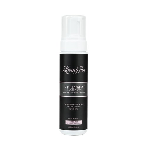 Loving Tan Platinum 2 HR Express Self Tanning Mousse, Darkest Shade Yet - Streak Free, Professional Quality Sunless Tanner- 10+ Applications per Bottle, Cruelty Free, Naturally Derived DHA, 6.7 Fl Oz