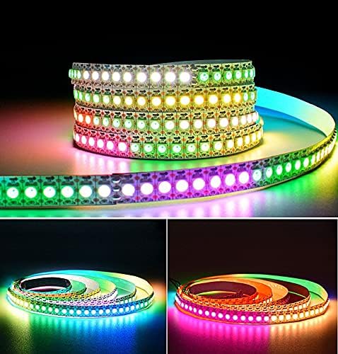 WS2812B LED Strip Individual Addressable Light SMD 5050 144Pixels RGB Pixel Strip DC5V (3.2FT 144LEDS Non-Waterproof, Black PCB)