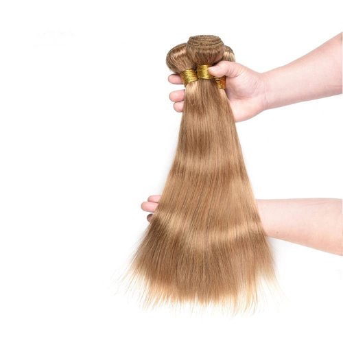 Honey Blonde Straight Bundles Human Hair Color 27 Human Hair Bundles 8A Grade Brazilian Unprocessed Virgin Hair 3 Bundles 18 20 22 Inch Color 27 Straight Bundles