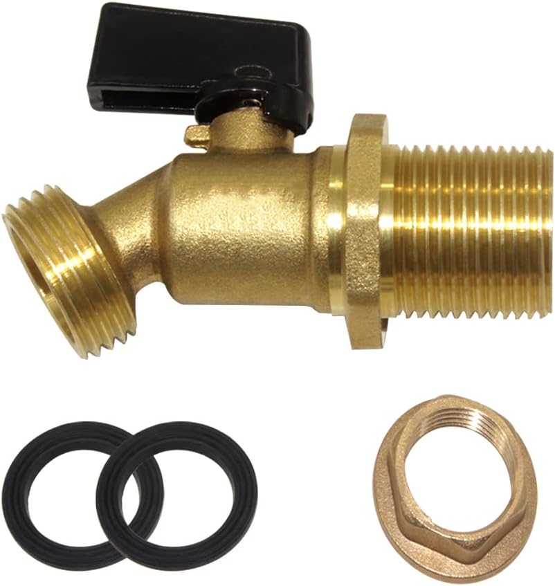 Hooshing Rain Barrel Spigot 1/2" Inlet to 3/4" GHT Thread Outlet with Quarter Turn Ball Valve Bulkhead Faucet for Water Tanks Bucket
