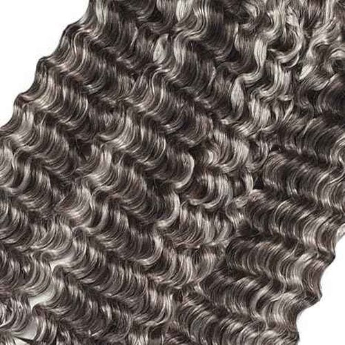 Giginger Bundles Human Hair P4/GREY 26 28 30 inch Deep Wave Human Hair Bundles Highlight Chocolate Grey Unprocessed Quick Weave Soft Sewn In Hair Extensions for Black Women