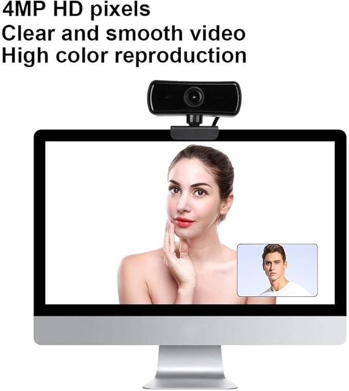 4K Webcam with Built-in Microphone, Widescreen USB Web Camera, Streaming Computer Web Camera for Live Broadcast/Video Conferencing(Black)