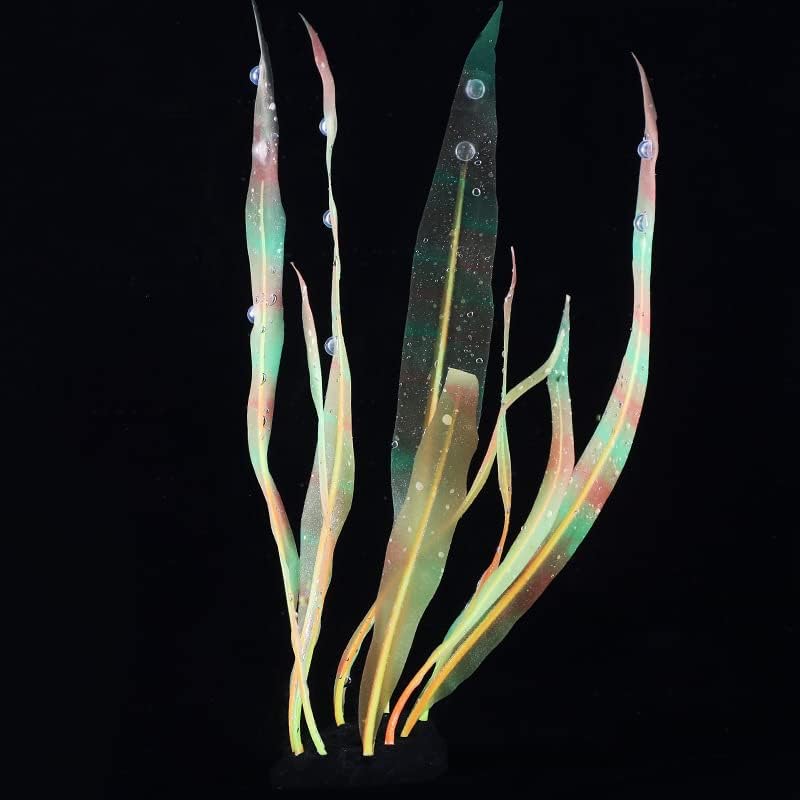 1Pcs Aquarium Decoration Orange Plants Simulation Artificial Water Grass Plastic Fish Tank Decor Plants Silicone Glowing Kelp Ornament Aquarium Accessories,Orange,7.08in