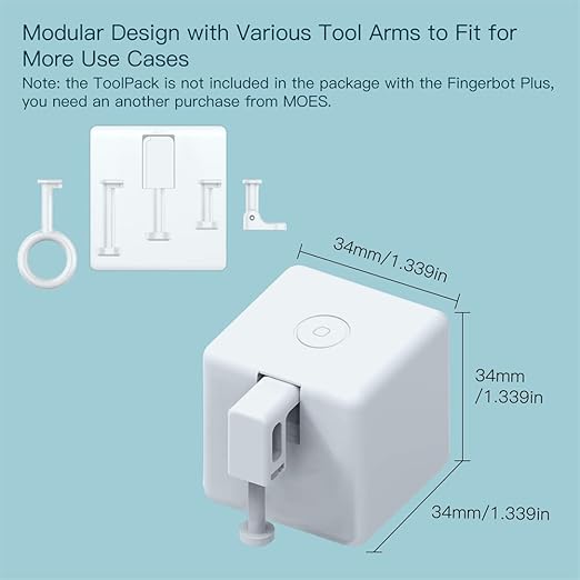 MoesGo Smart Bluetooth Fingerbot Plus with Accessories, Wireless Smart Light Switch Button Pusher Bot, Remote Control Smart Life Tuya App, Add Fingerbot Hub Make it Compatible Alexa and Google Home
