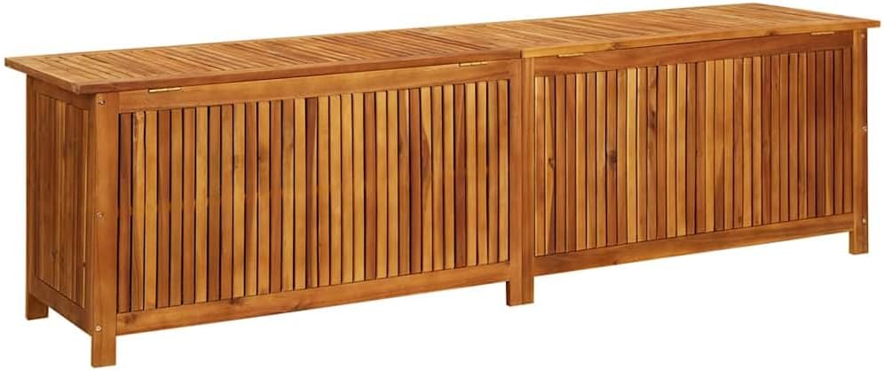 vidaXL Outdoor Storage Box, Deck Box with Gas-Lift Lid, Storage Chest with Water-Resistant Zippered Bag Inside, 78.7''x19.7''x22.8'', Solid Acacia Wood