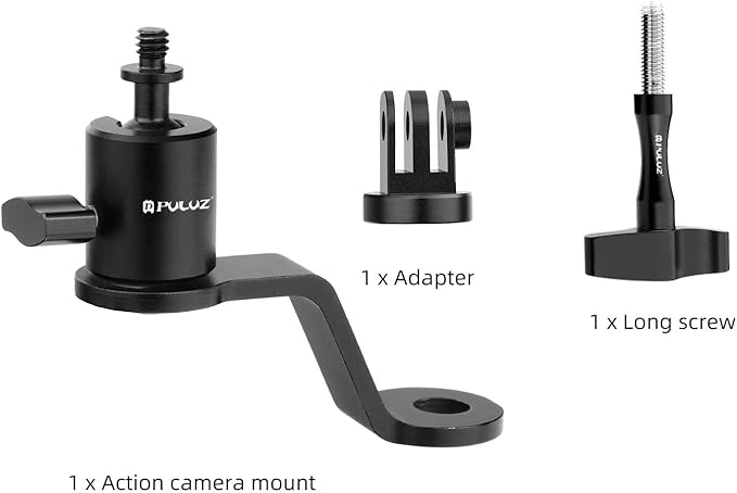 PULUZ Aluminum Motorcycle Rearview Mirror Mount Bracket Holder Compatible with Gopro Hero 13/12/11/10/9/8, DJI Osmo and Insta360 Action Cameras