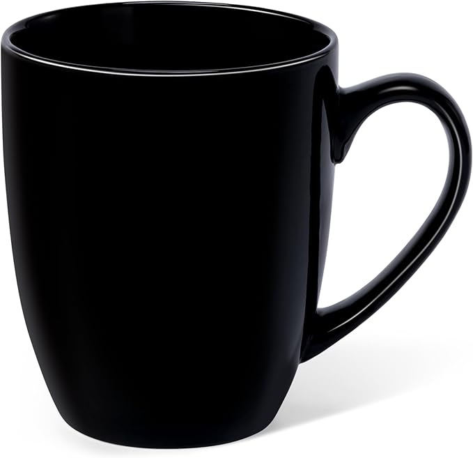 Urbanstrive 16 oz Large Coffee Mug with Handle Tea Cup Novelty Coffee Cup Idea Gift for Men Women Office Work, Black