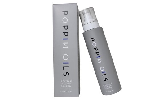 Poppin Oils 10 Outta 10 It's a Win Vegan 3-in-1 Oil Hair, Skin & Nails – Made with Manuka & Chamomile for Sensitive Skin in a 4oz Glass Bottle