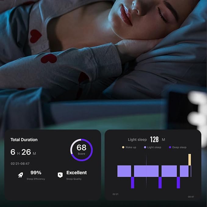 Curved Design Smart Ring Fitness Tracker, Gesture Remote Control Activity Sport Record Sleep Quality Heart Rate SpO2 Skin Temperature Monitoring (Black, #10)