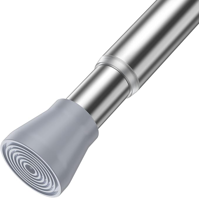 AIZESI 1pcs Tension Curtain Rod Tension Rods for Windows 28 To 48 Inch, 7/8" Diameter Spring Curtain Rod No Drilling Silver Tension Rods of Curtains Window Closet Wardrobe Kitchen