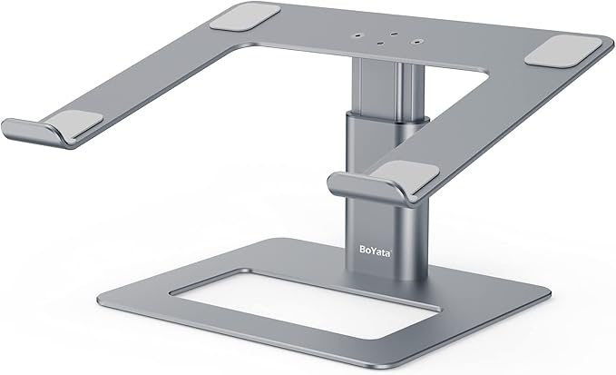 BoYata Laptop Stand, Ergonomic Aluminum Height Adjustable Computer Stand Laptop Holder for Desk, Compatible with MacBook Pro/Air, Dell, Lenovo, HP, Samsung, More Laptops 11-17"