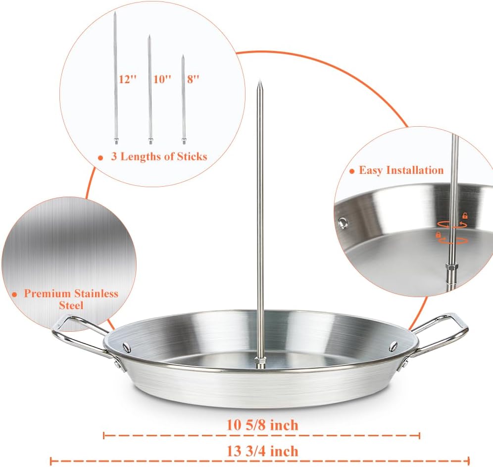 Stainless Steel Vertical Spit for Oven/grilling - Gyro/Shawarma Pan Rotisserie Skewer Stand, Gyro Plate/Pan for Chicken, Meat, Kebabs -Home Use
