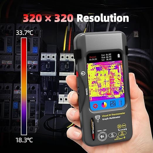 BSIDE Thermal Imaging Camera Multimeter 320×320 Resolution with 20000 Words Tester 3.98'' TFT Touchscreen 25Hz Infrared Thermal Camera (-20-550℃) 15 Thermal Palettes True RMS Auto-Ranging Multimeter