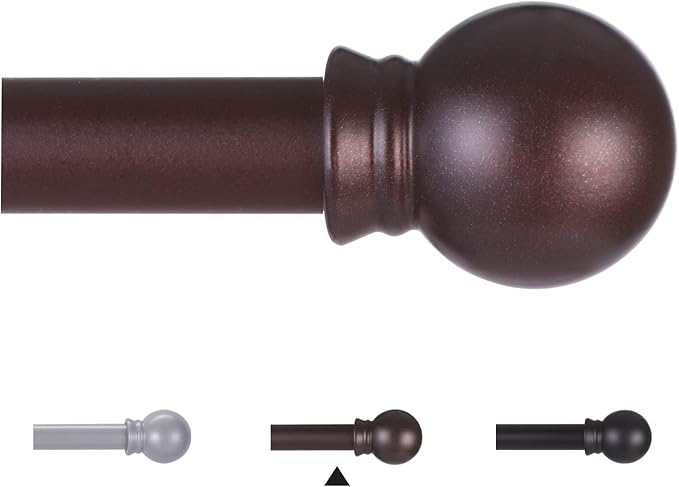 Thestoa Brown Curtain Rods for Windows 48 to 84-92 Inch, Stainless Steel Long Curtain Rods for Bedroom, Living Room, Kitchen, Farmhouse, Outdoor Brown