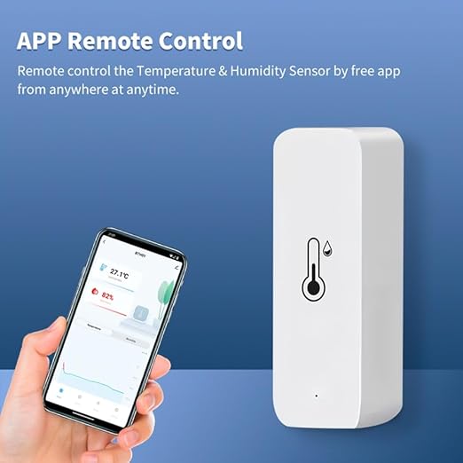 WiFi Temperature Humidity Sensor,Tuya Wireless Temperature Humidity Monitor with App Alert, High Precision Indoor Thermometer with Smart Life App, No Hub Required, Compatible with Alexa (1)