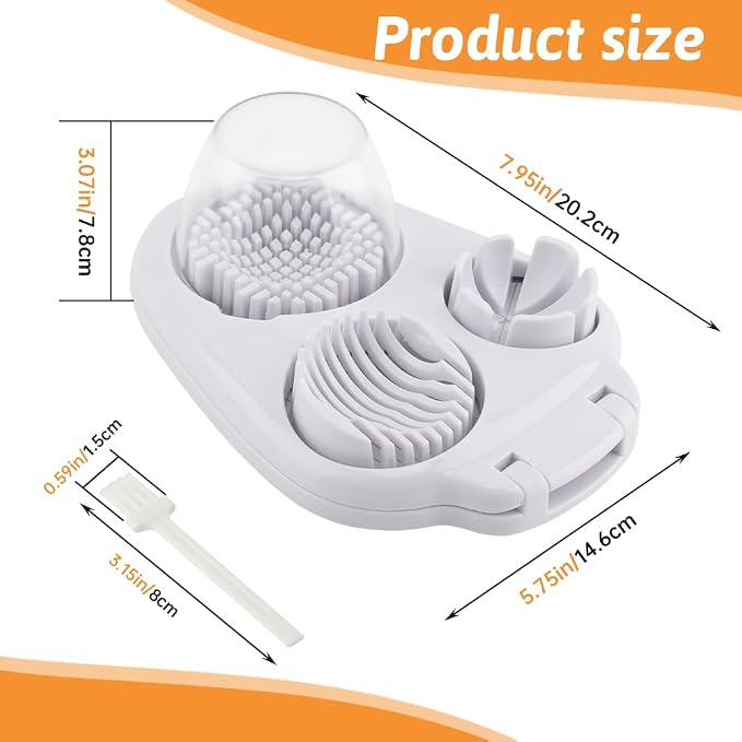 3 in 1 Boiled Egg Slicer, 3 Slice Modes Chopper Cutter with Brush, Manual Egg Slicer Steel Wire Dicer for Hard Boiled Eggs, Kitchen Gadget for Soft Fruit Butter, Labor Saving