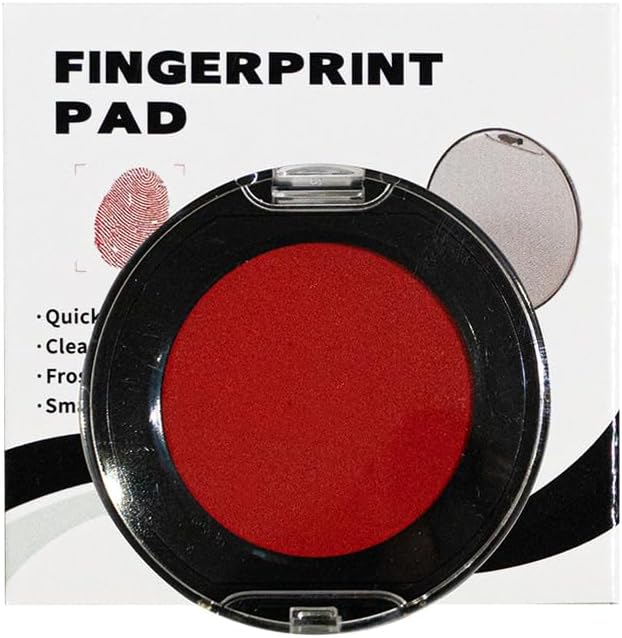 Fingerprint Ink Pad, Quick-Drying & Portable, for Office Notary Supplies, Identification Security ID & Law Enforcement Fingerprint Cards Stamp Pad (Red, 1 Pack