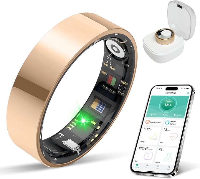 Smart Ring Health Tracker, Sleep/Exercise Monitoring, iOS /Android Compatible, IP68 Water Resistance, No Subscription Required, 5-Day Battery Life, Suitable for Both Women and Men (Rose Gold, 9)