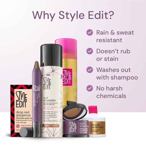 Style Edit Dark Red/Auburn Full Size, Travel Size Concealer, and Touch Up Powder
