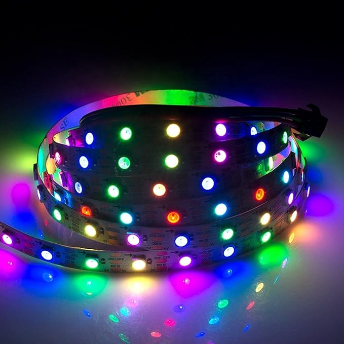 WS2812B LED Strip Individually Addressable Light 30Pixels/m WS2811 IC WS2812 SMD 5050 RGB Pixel Strip DC5V (16.4FT 150LEDS Non-Waterproof, Black PCB)