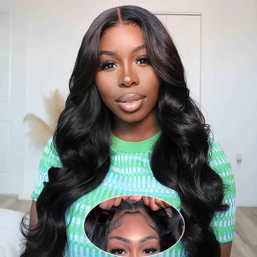 Atilck Wear and Go Glueless Bob Wig - Body Wave Lace Front Human Hair Wigs for Black Women - Pre Plucked and Pre Cut 4x4 Lace Closure - No Glue Needed for Beginners (Natural Black Glueless, 30 Inch)