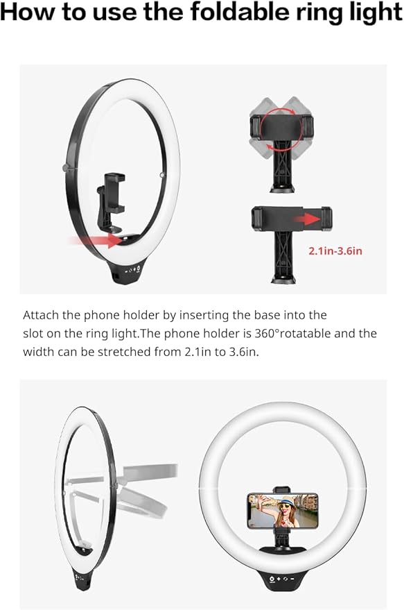 Sensyne 14" Ring Light with Tripod Stand, LED Circle Light with Phone Holder, for Photo Selfie, Video Recording, Zoom Meeting