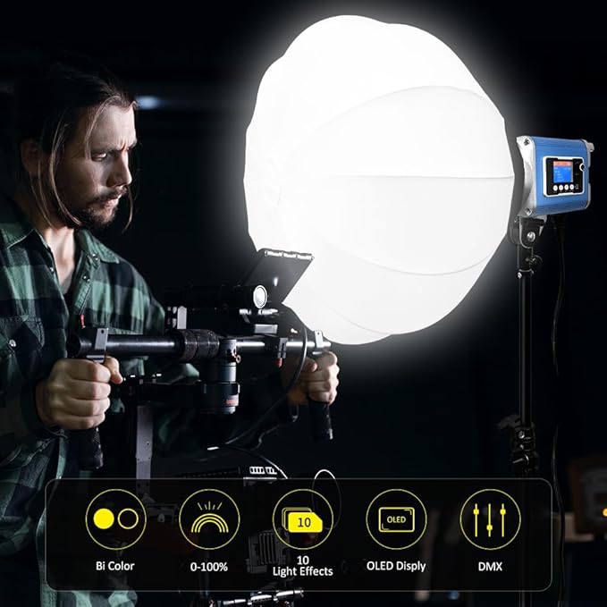 LED Spotlight Super Bright 200w2700 K6500K DMX/Custom Effects/Light Group Bowen Mount COB Light for Photography/Videography/YouTube/TikTok Content Creation Live Streaming (Gray)