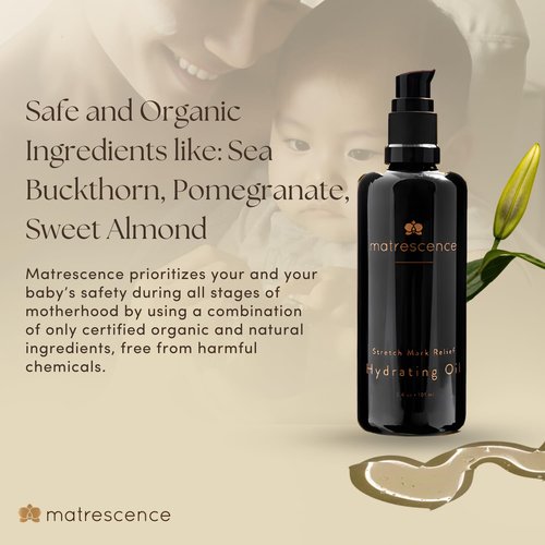 Matrescence Stretch Mark Relief Hydrating Belly Oil (3.4oz/101ml) | Spa-Quality Maternity Skin Treatment | Pregnancy-Safe Skincare Made for Mom | Non-Greasy Moisturizing Skin Essentials for Mom