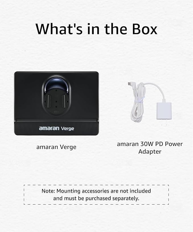 Amaran Verge Bi-Color Edge-lit Rectangular Panel Light, 96+ CRI,0-100% Brightness & 2700K-6500K,Bi-Color,Front-Facing Knobs and APP Control, USB-C PD, Silent for Streaming & Video(White)