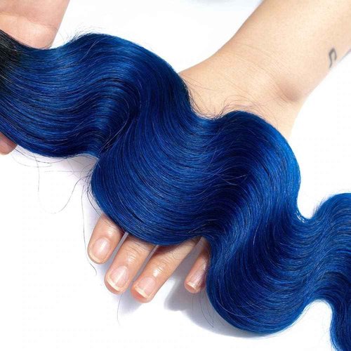 Habiliana Bundles Human Hair 24 26 28 Inch Body Wave T1B Blue Human Hair Bundles 11A Unprocessed Brazilian Virgin Quick Weave Hair Extensions for Black Women