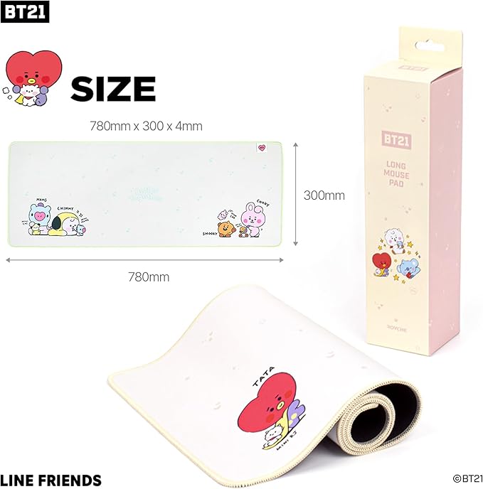 Hamee MY LITTLE BUDDY SERIES Desk Mat - Large Office Accessories - Cute Non-Slip Rubber Base Mouse Pad & Keyboard Mat - BT21 Desk Pad