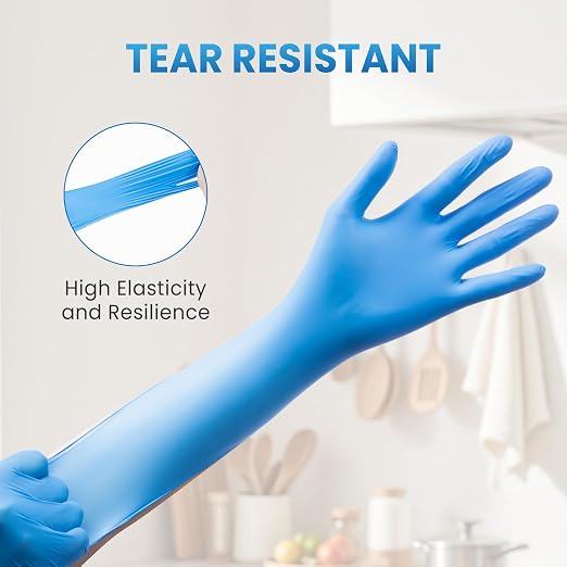 Borje Nitrile Exam Gloves Large, 100 Count Disposable Gloves, Blue, Latex-Free Powder-Free, Food Safe, Cooking, Cleaning