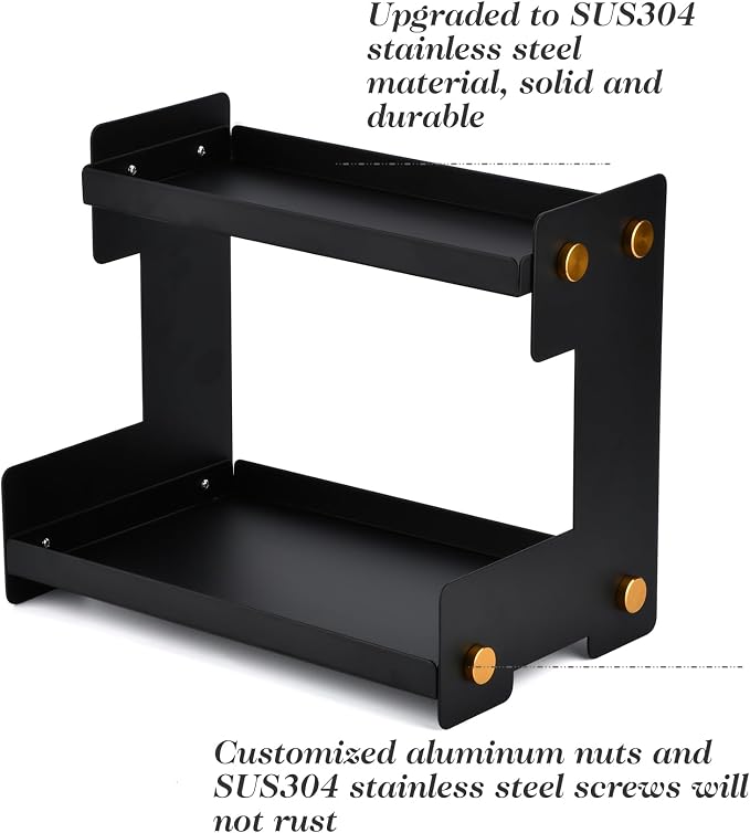 FFK 2 Tier Bathroom Countertop Organizer, Storage Shelf for Cosmetics, Ideal for Cabinet, Pantry, and Desktop, for Kitchen and Office