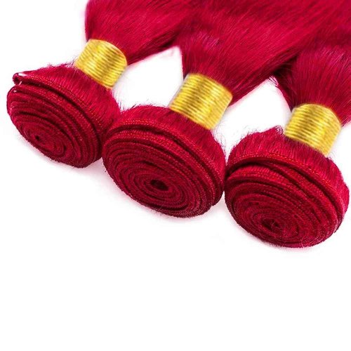 Condescension Brazilian Red Human Hair Bundles 24 26 28 Inch Straight 3 Bundles Human Hair 100% Unprocessed Remy Brazilian Virgin Weave Hair Red for Women