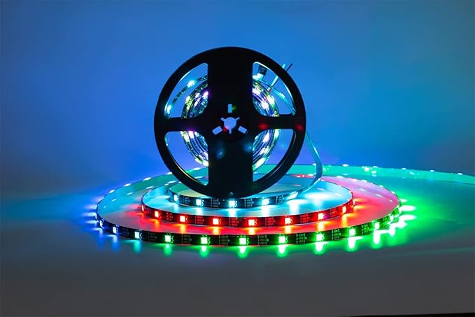 WS2812B LED Strip Individual Addressable Light Full Color SMD 5050 RGB Pixel Strip DC5V (30Pixels/m 150Pixels 16.4FT 150LEDS Waterproof IP65, Black PCB)