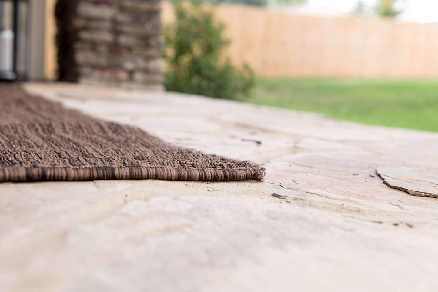 Unique Loom Collection Casual Transitional Solid Heathered Indoor/Outdoor Flatweave Area Rug (4' 1" x 6' 1" Rectangle, Light Brown/Ivory)